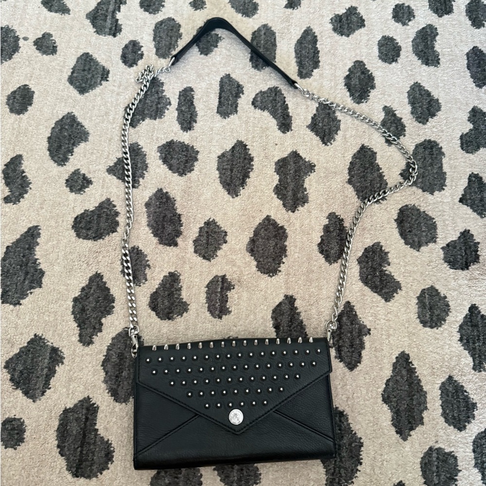 Rebecca Minkoff Black and Silver Quilted Clutch